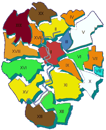 Pianta delle circoscrizioni di Roma